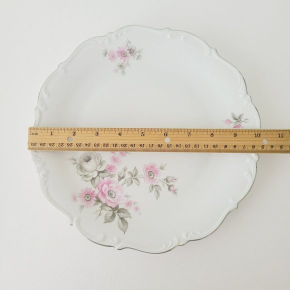 Tirschenreuth Picardy Elegant Pink & Silver Floral Dinner Plate, Bavaria Germany - Picture 9 of 9